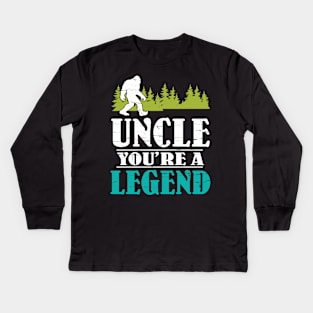 Uncle Bigfoot You're A Legend Happy Father Parent Summer Independence Summer Day Vintage Retro Kids Long Sleeve T-Shirt